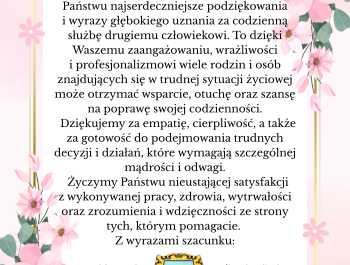 Życzenia z okazji Dnia Pracownika Socjalnego - zdjęcie1